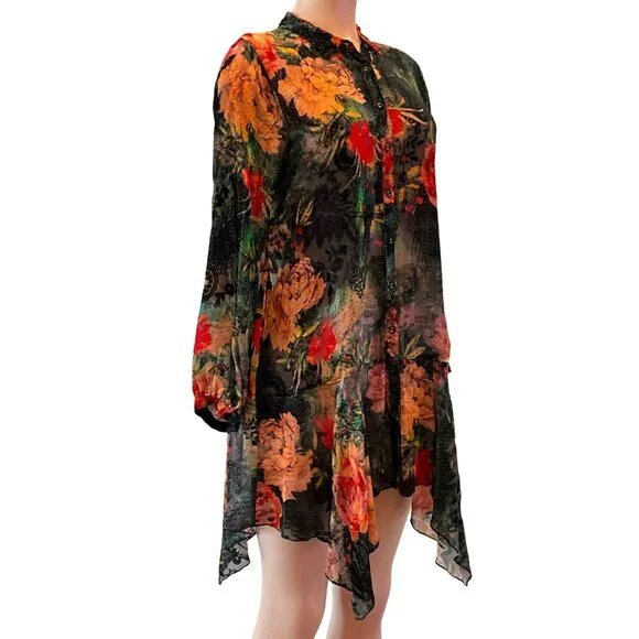 173. Johnny Was Rossi Burnout Tunic Black Small - Picture 2 of 5